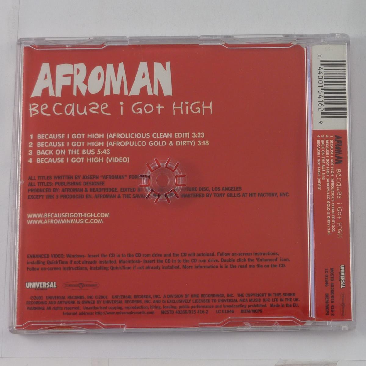 Afroman Because I Got High CD Single Enhanced