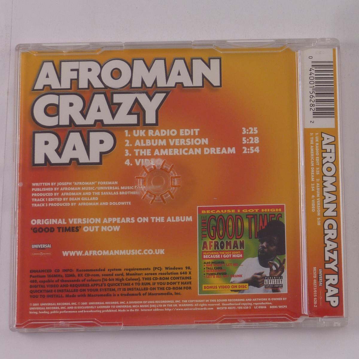 Afroman Crazy Rap CD Single Enhanced