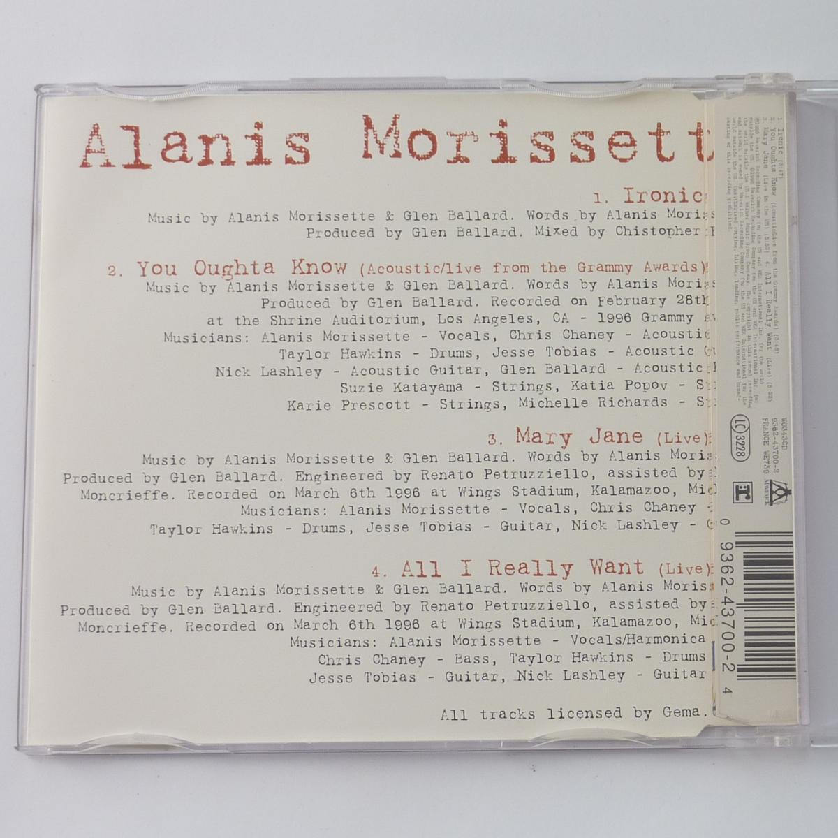 Alanis Morissette Ironic CD Single Disctronics Pressing