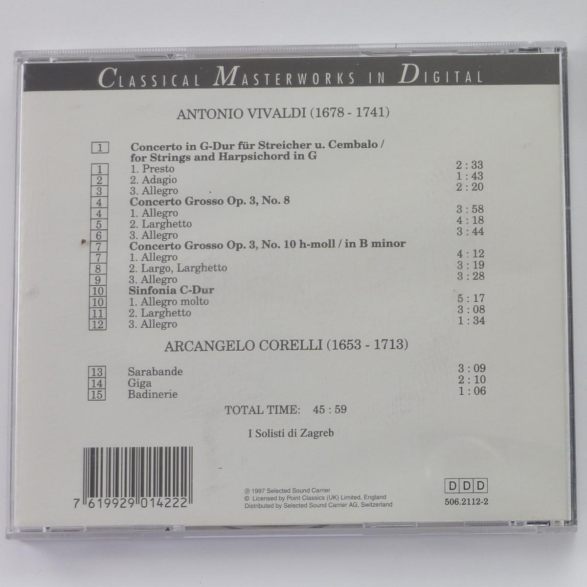 Antonio Vivaldi - I Solisti Di Zagreb Concerto Für Streicher & Cembalo = For Strings & Harpsichord (Concerti Grossi • Sinfonia) CD Album Reissue