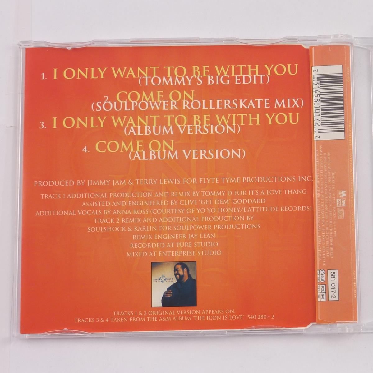 Barry White I Only Want To Be With You / Come On CD Single