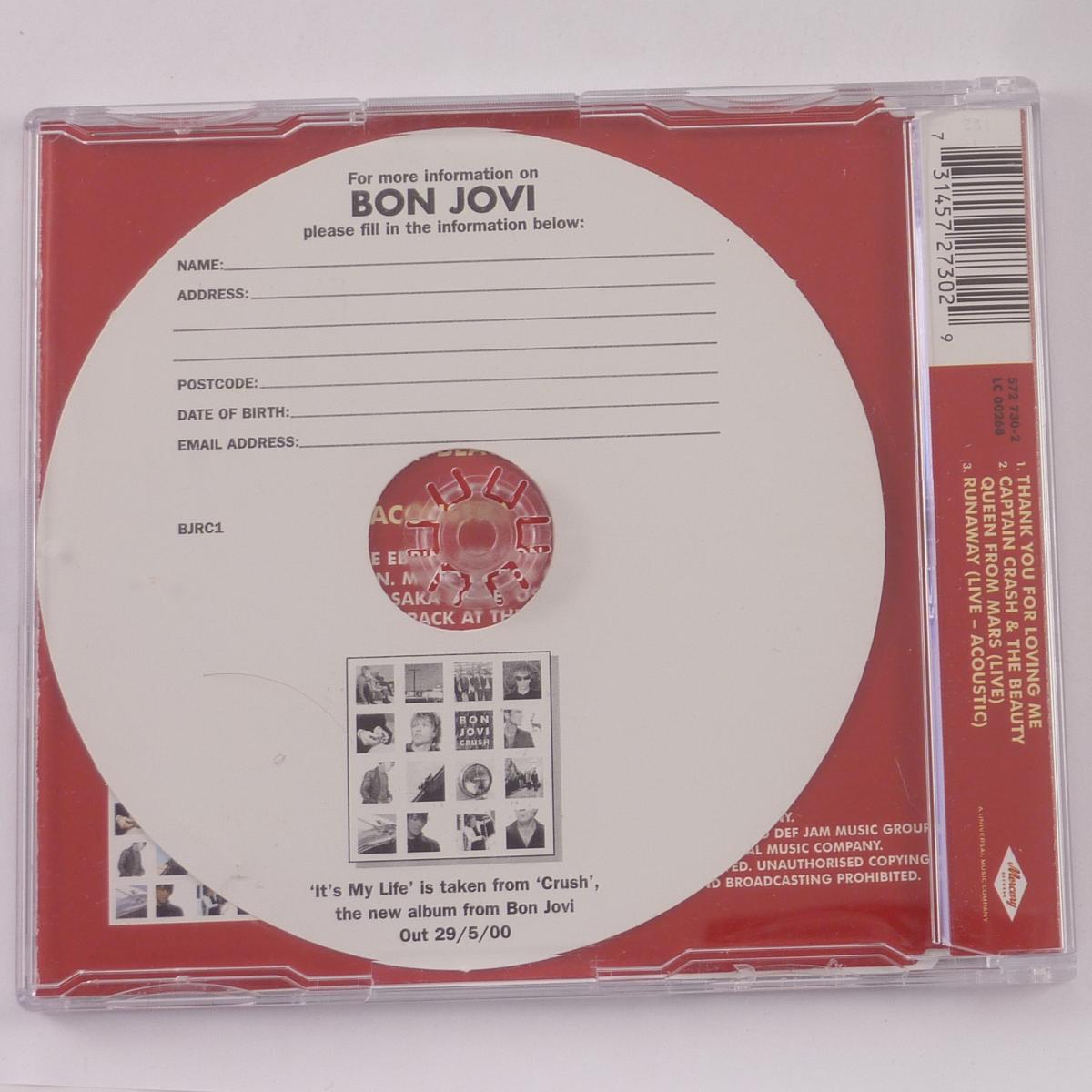 Bon Jovi Thank You For Loving Me CD Single