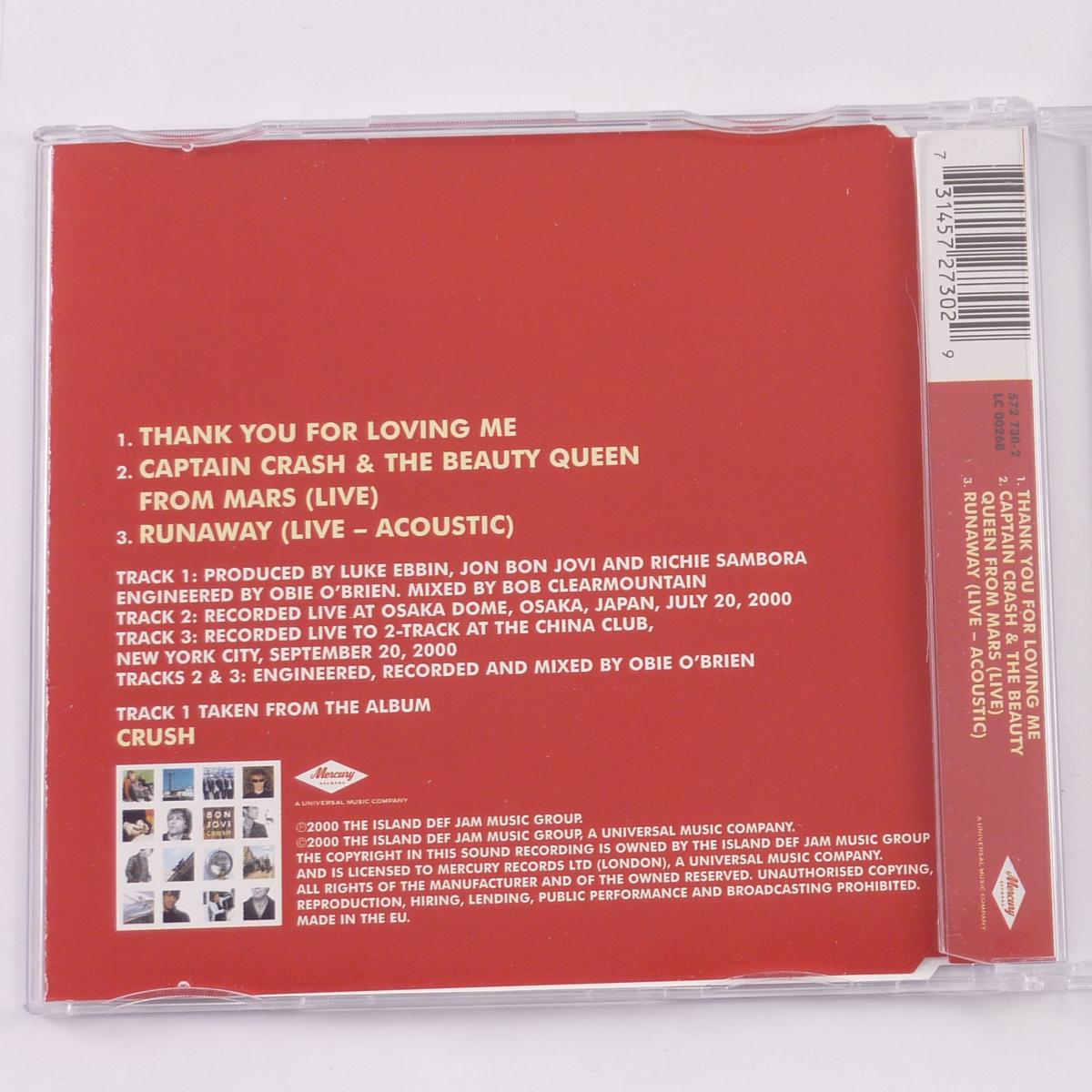 Bon Jovi Thank You For Loving Me CD Single