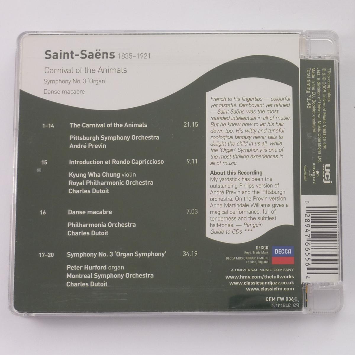 Camille Saint-Saëns Carnival of the Animals CD Compilation