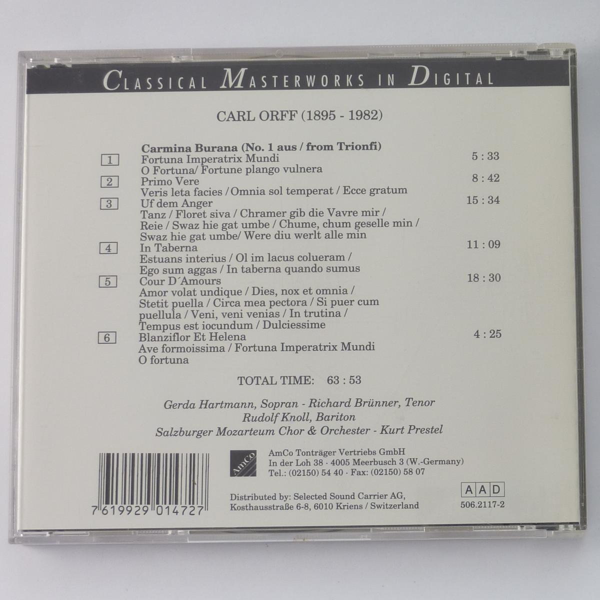 Carl Orff Carmina Burana (Nr. 1 Aus Trionfi) CD