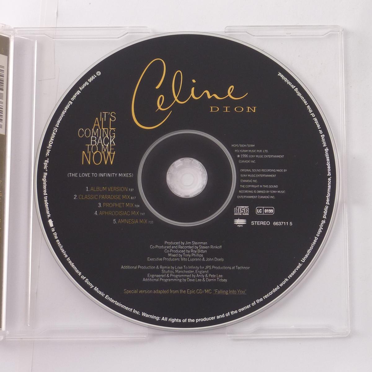 Celine Dion It's All Coming Back To Me Now (Special Dance CD) - The Love To Infinity Remixes CD Single