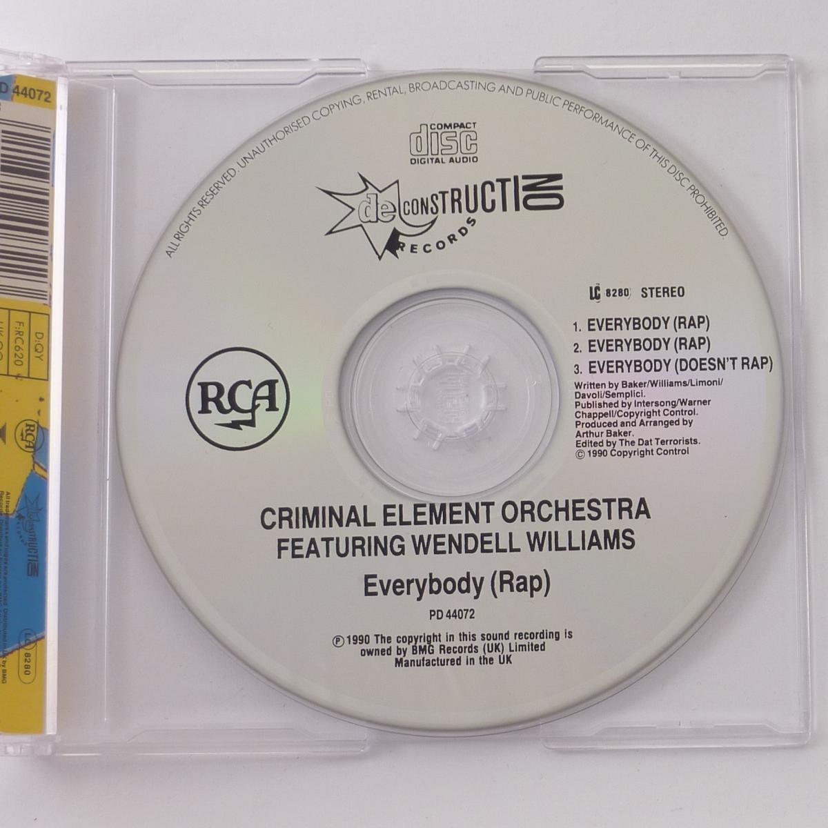 Criminal Element Orchestra Featuring Wendell Williams Everybody (Rap) CD Single