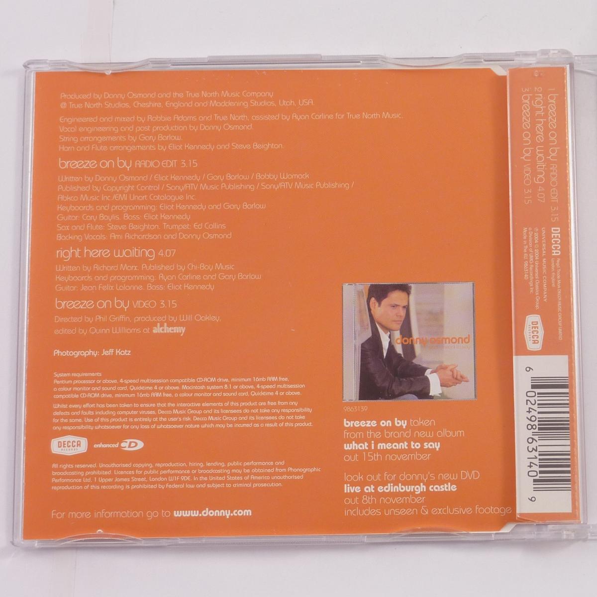 Donny Osmond Breeze On By CD Single Enhanced