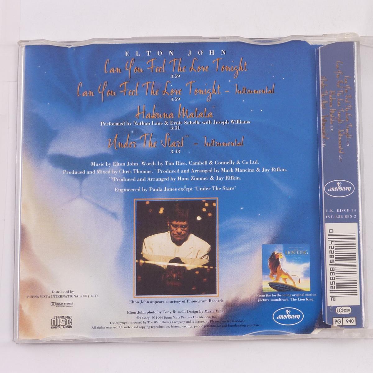 Elton John Can You Feel The Love Tonight CD Single