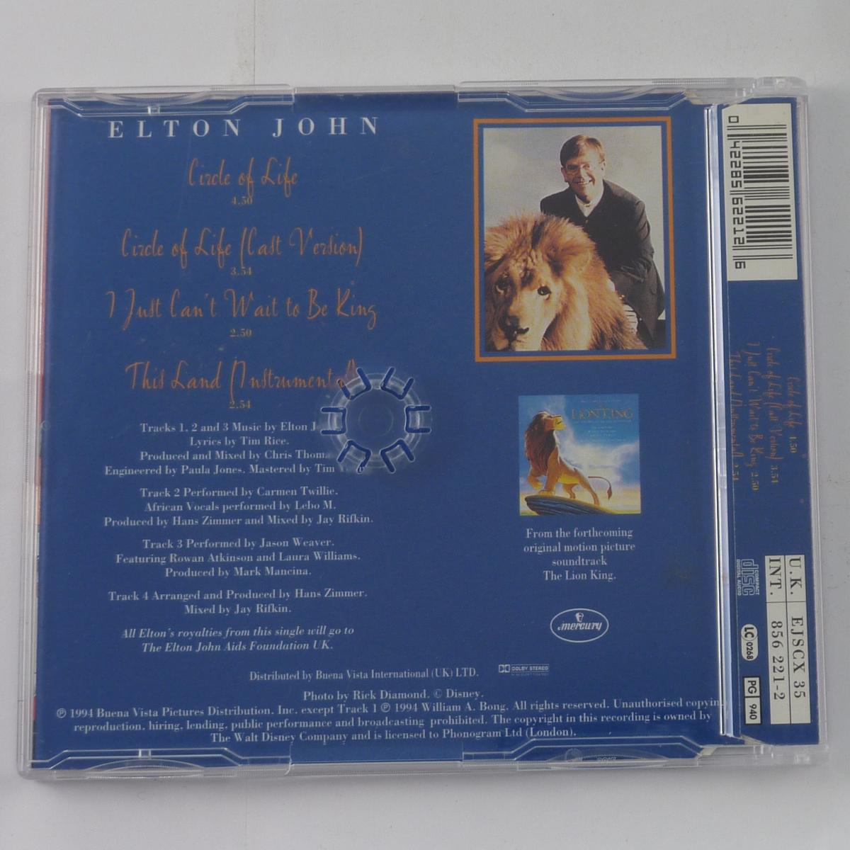 Elton John Circle Of Life CD Single Limited Edition