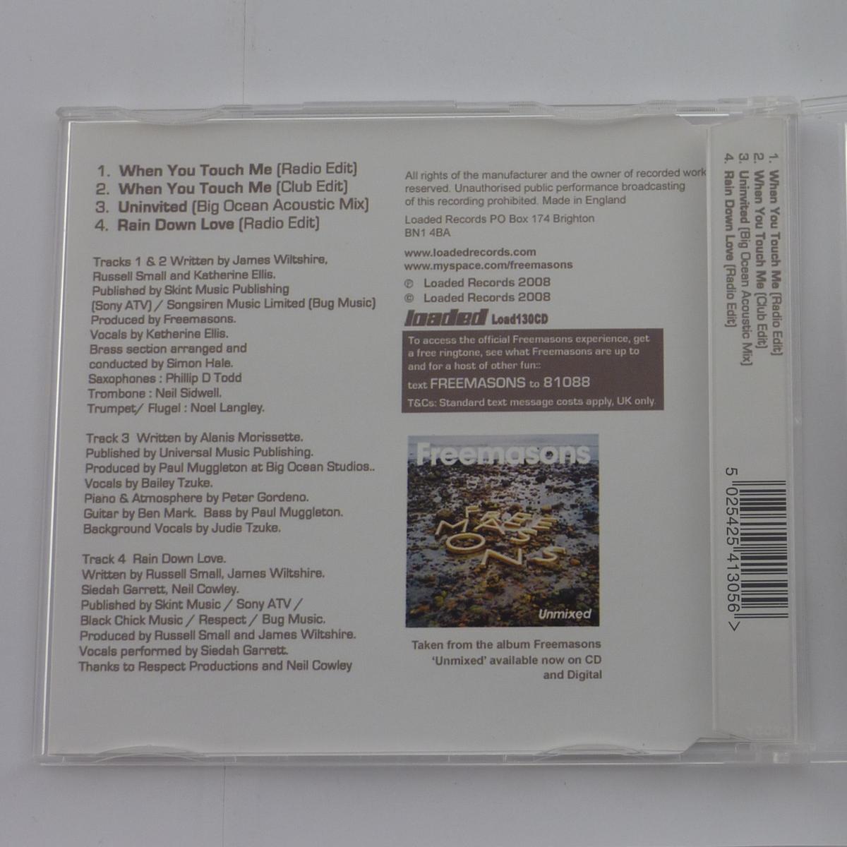 Freemasons Feat Katherine Ellis When You Touch Me CD Single