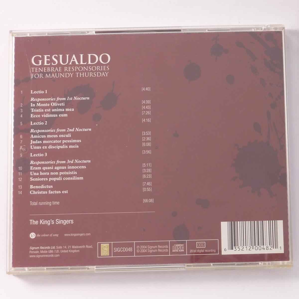 Gesualdo, The King's Singers Tenebrae Responsories For Maundy Thursday CD Album