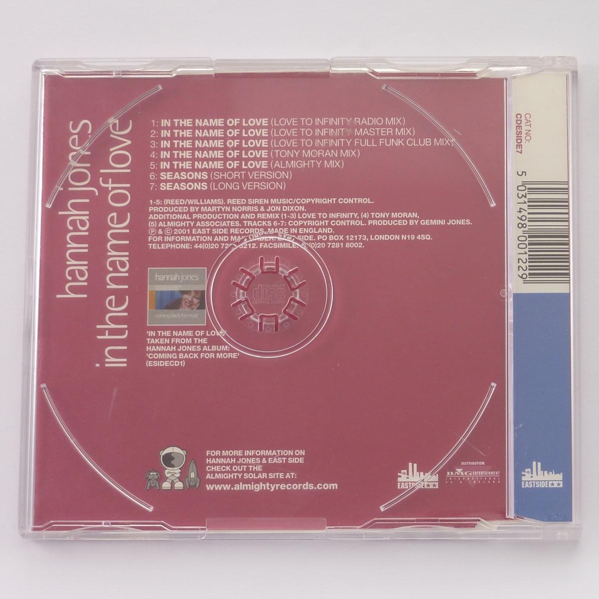 Hannah Jones In The Name Of Love CD Single