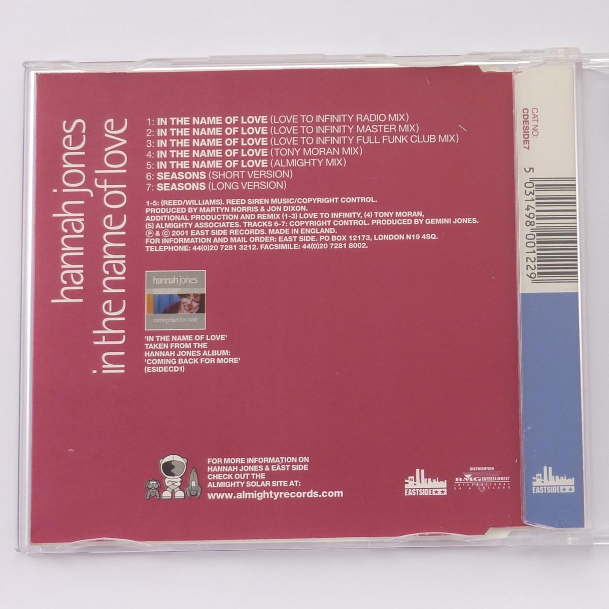 Hannah Jones In The Name Of Love CD Single