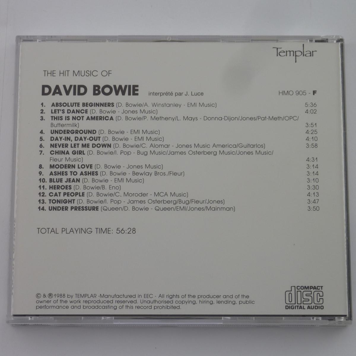 J. Luce The Hit Music Of David Bowie CD Album