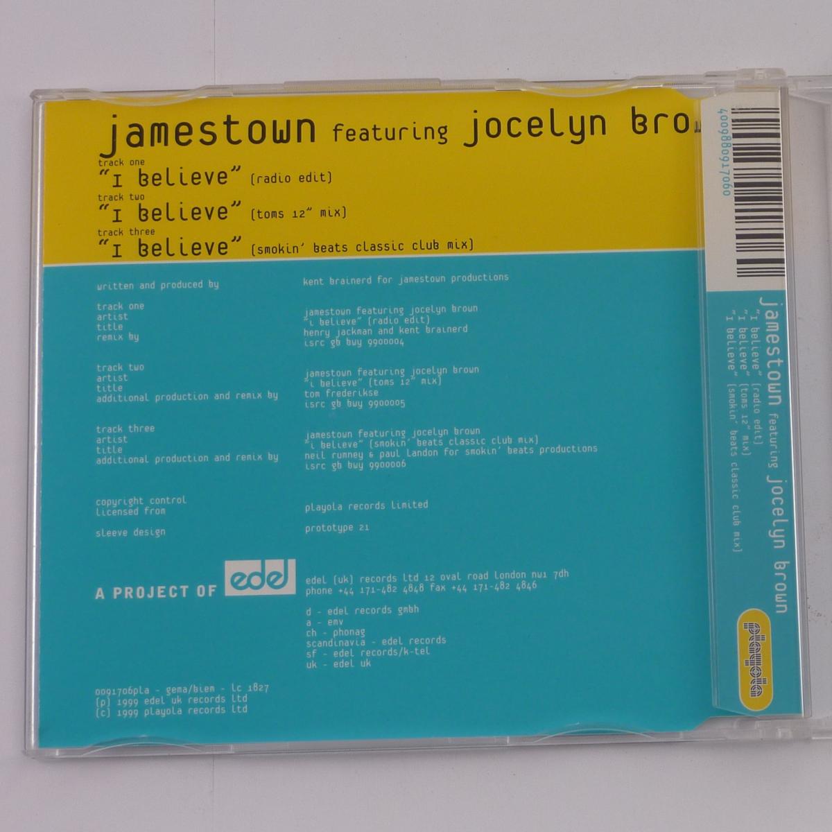 Jamestown Featuring Jocelyn Brown I Believe CD Single CD2