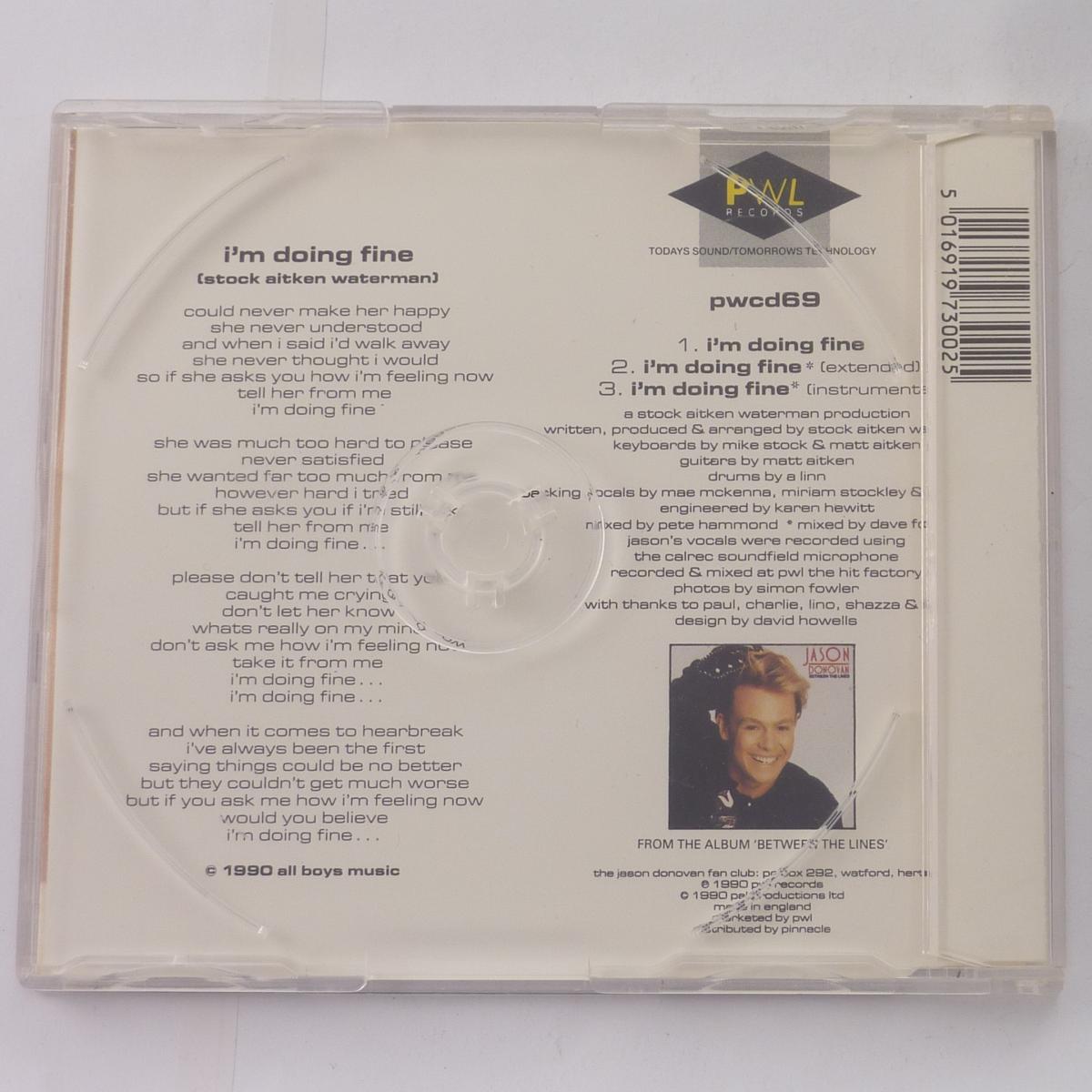 Jason Donovan I'm Doing Fine CD Single