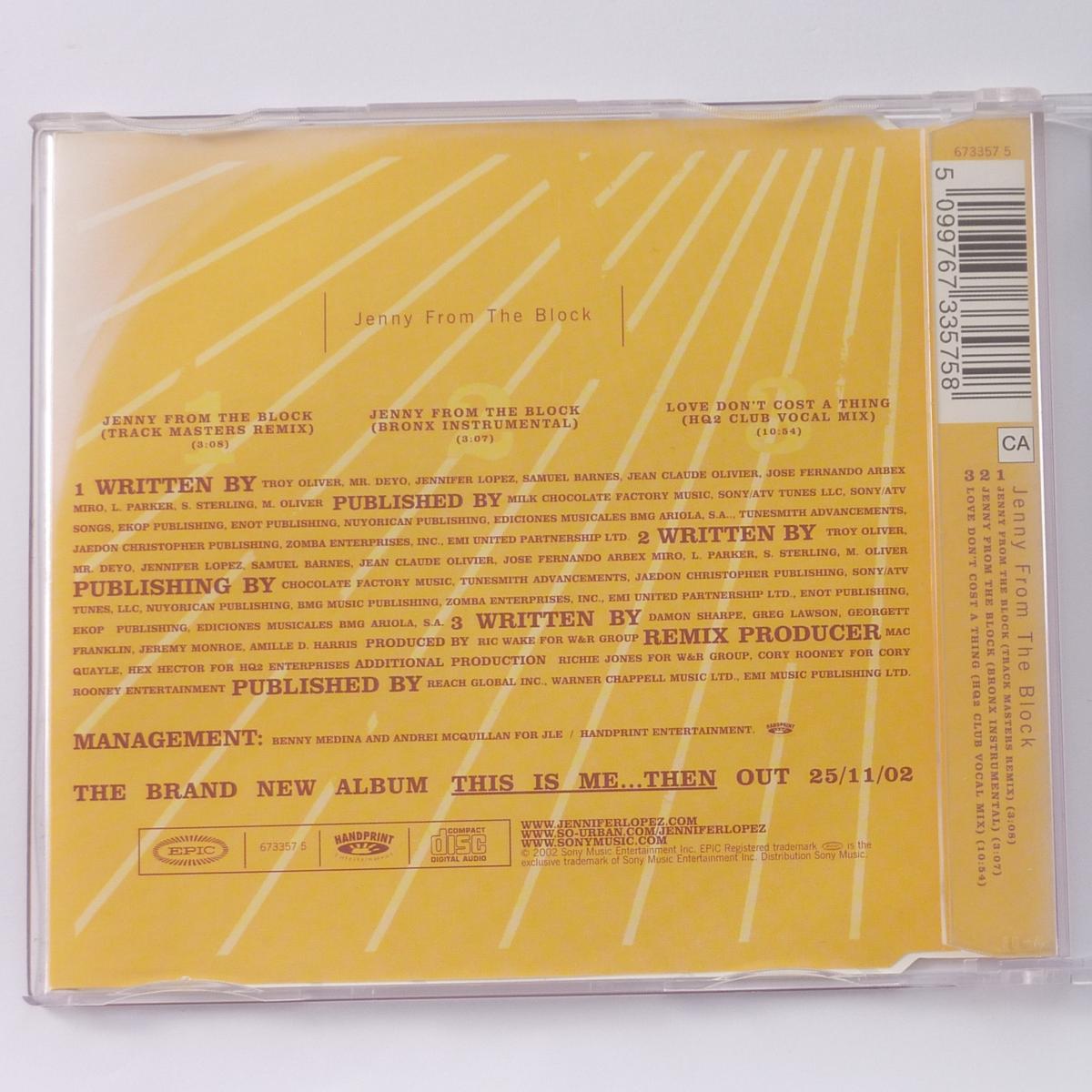 Jennifer Lopez Jenny From The Block CD Single