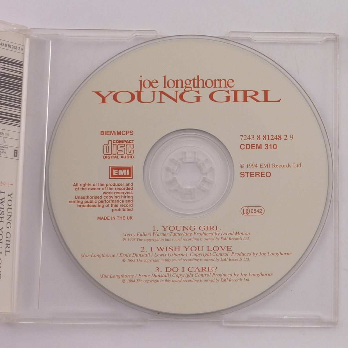 Joe Longthorne Young Girl CD Single