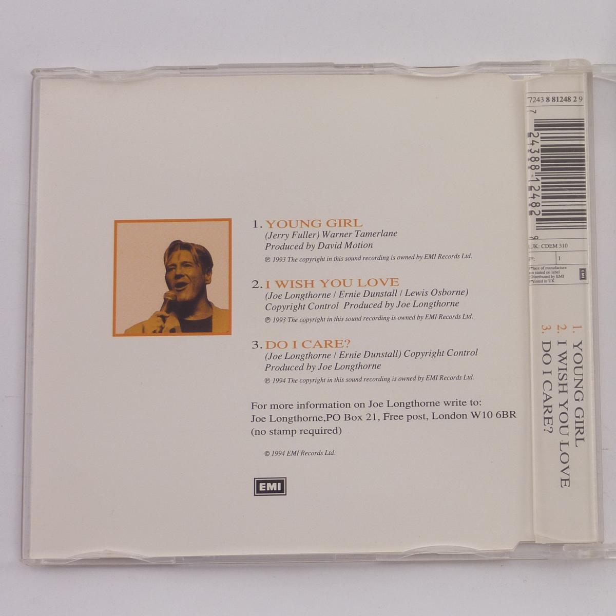 Joe Longthorne Young Girl CD Single