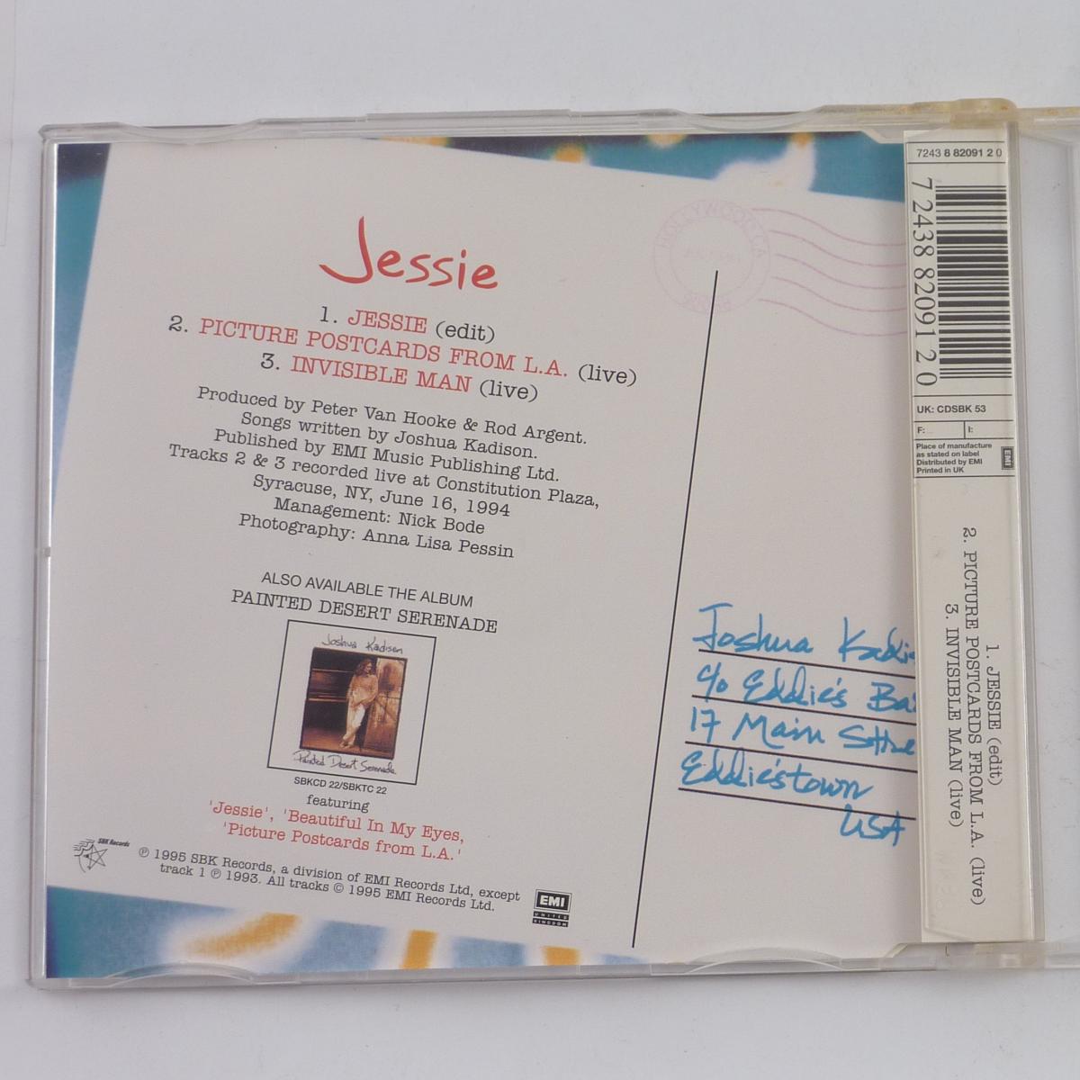 Joshua Kadison Jessie CD Single Reissue Stereo CD2