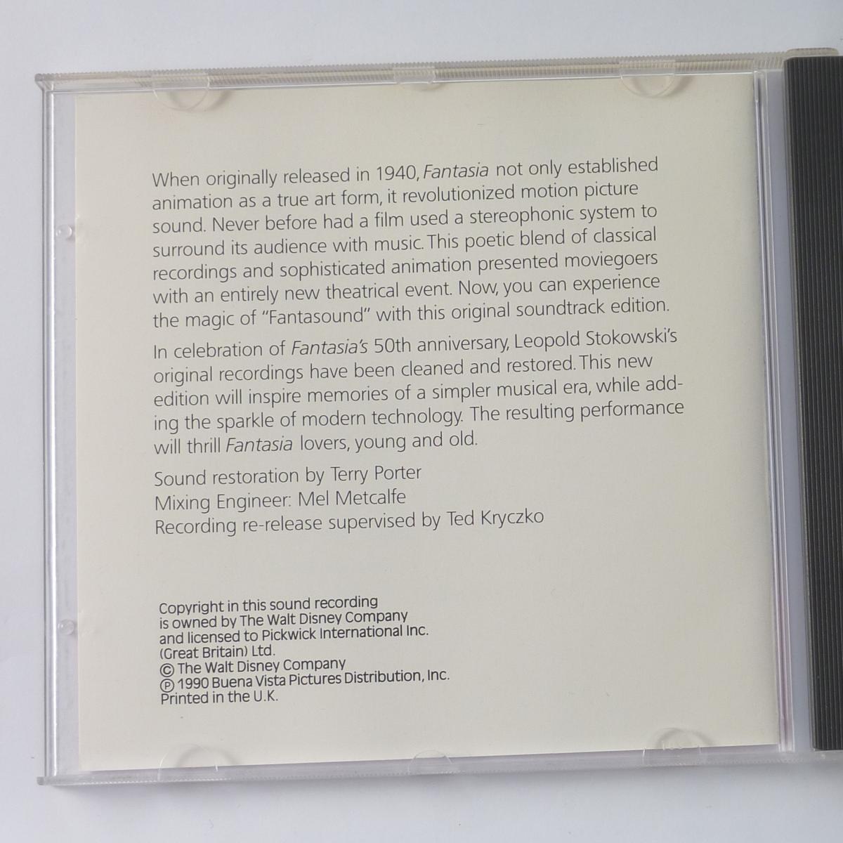 Leopold Stokowski And The Philadelphia Orchestra Walt Disney's Masterpiece Fantasia CD Album Remastered