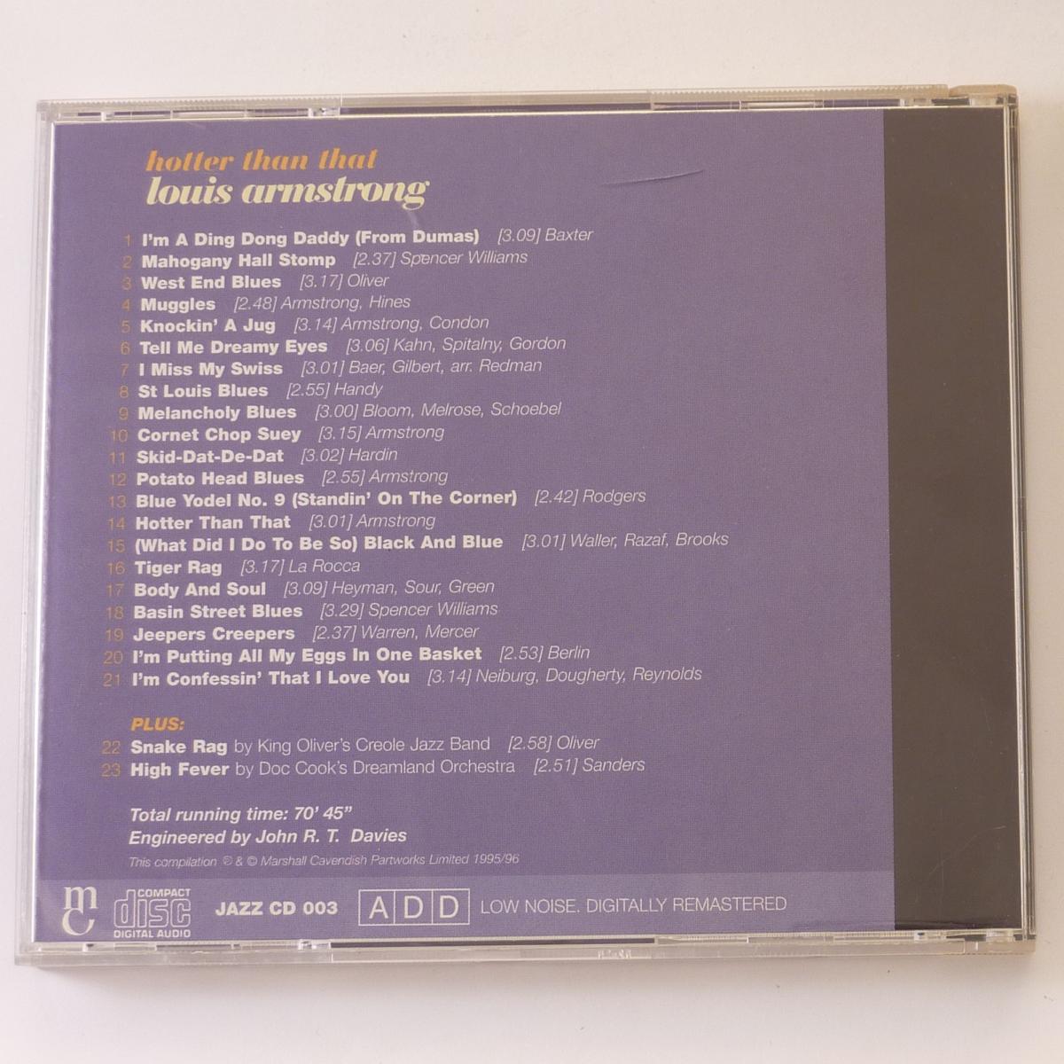 Louis Armstrong Hotter Than That CD Compilation Mono