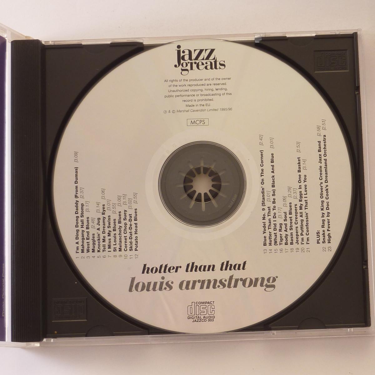 Louis Armstrong Hotter Than That CD Compilation Mono