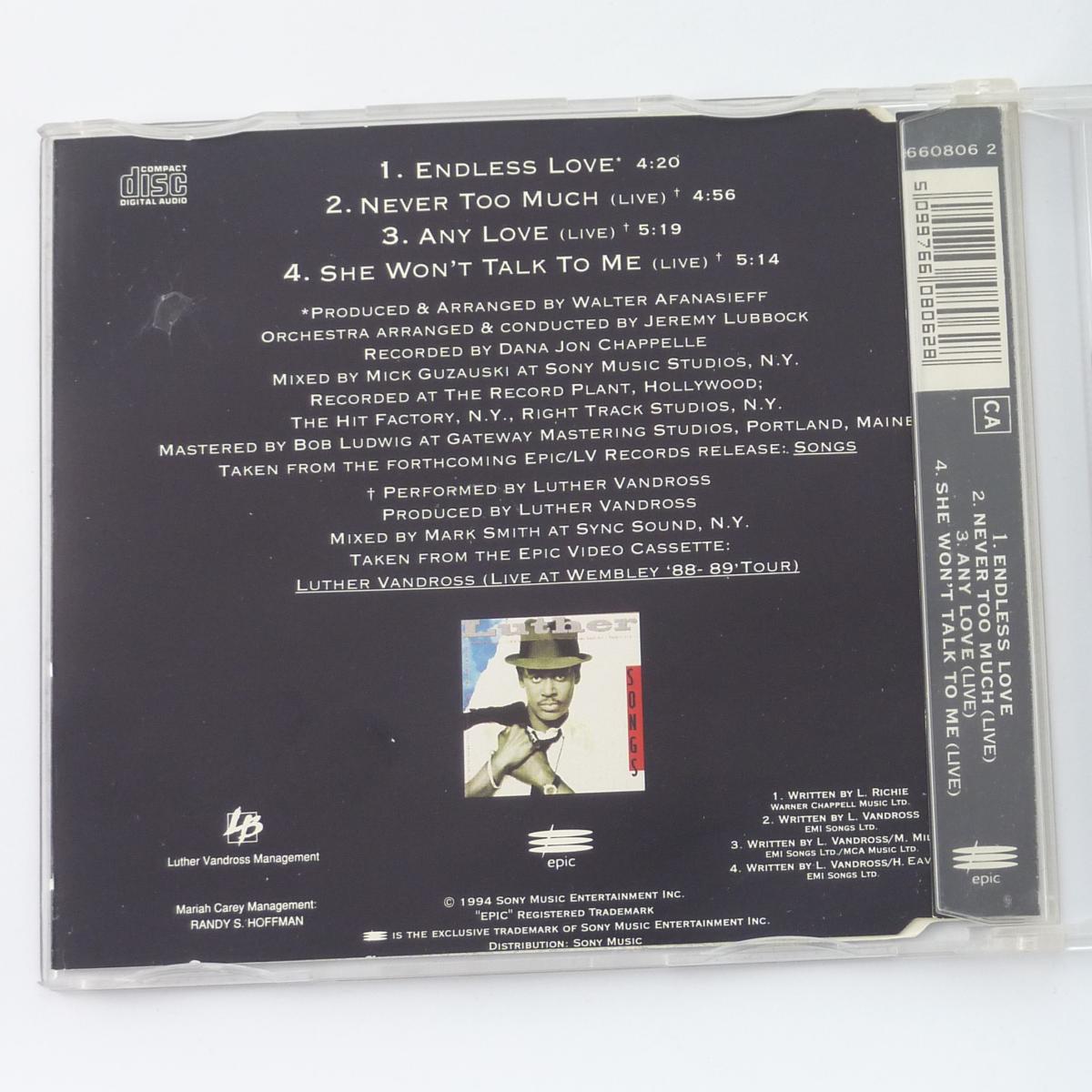 Luther Vandross & Mariah Carey Endless Love CD Single