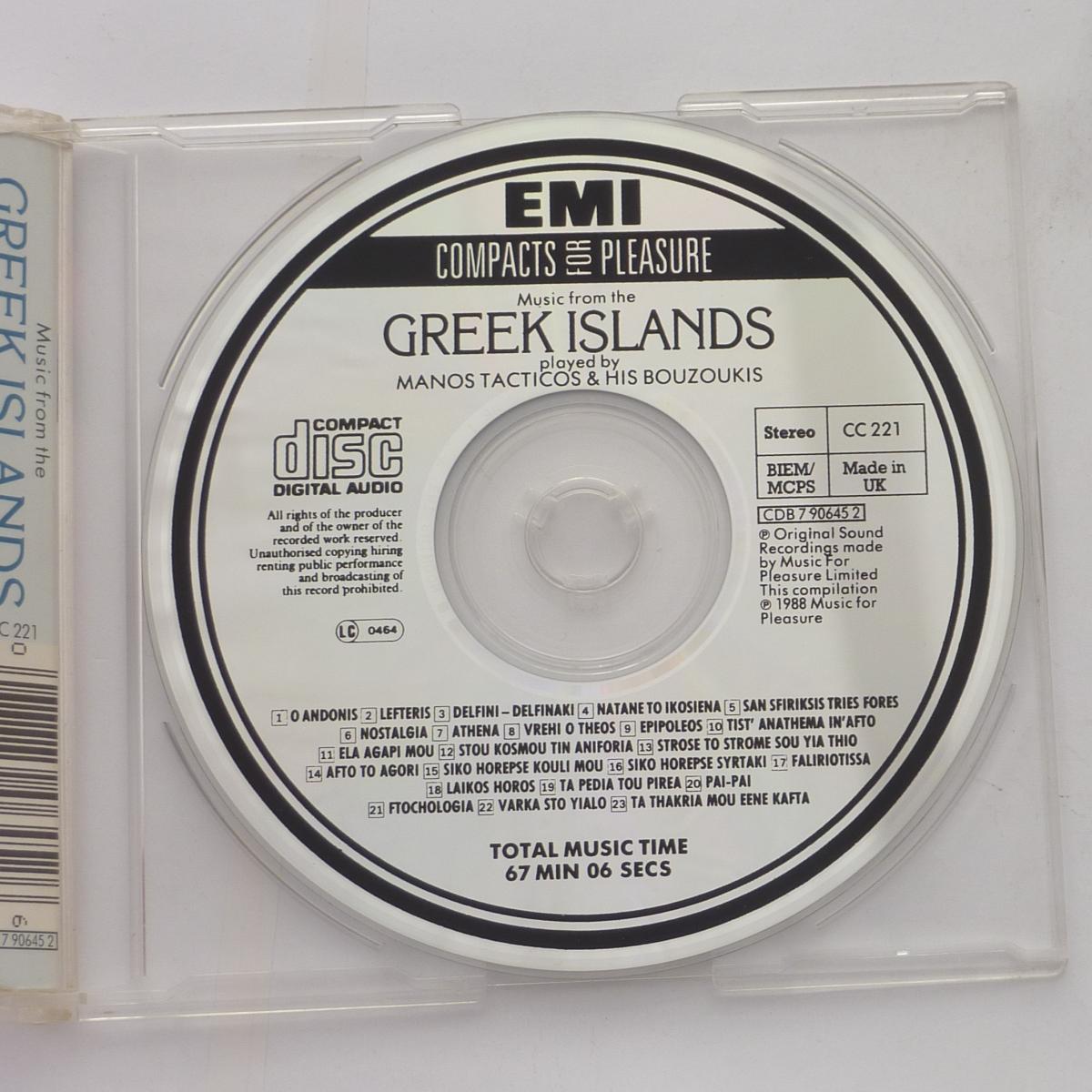 Manos Tacticos & His Bouzoukis Music From The Greek Islands CD Compilation Stereo