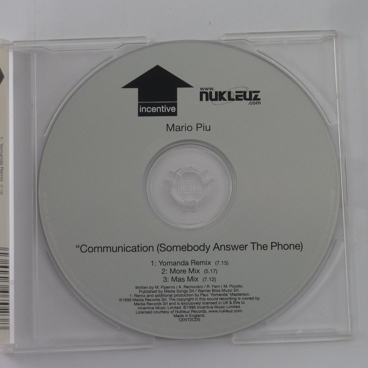 Mario Piu Communication (Somebody Answer The Phone) CD Single