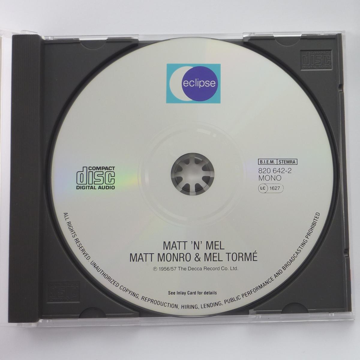 Matt Monro, Mel Tormé Matt 'N' Mel CD Compilation