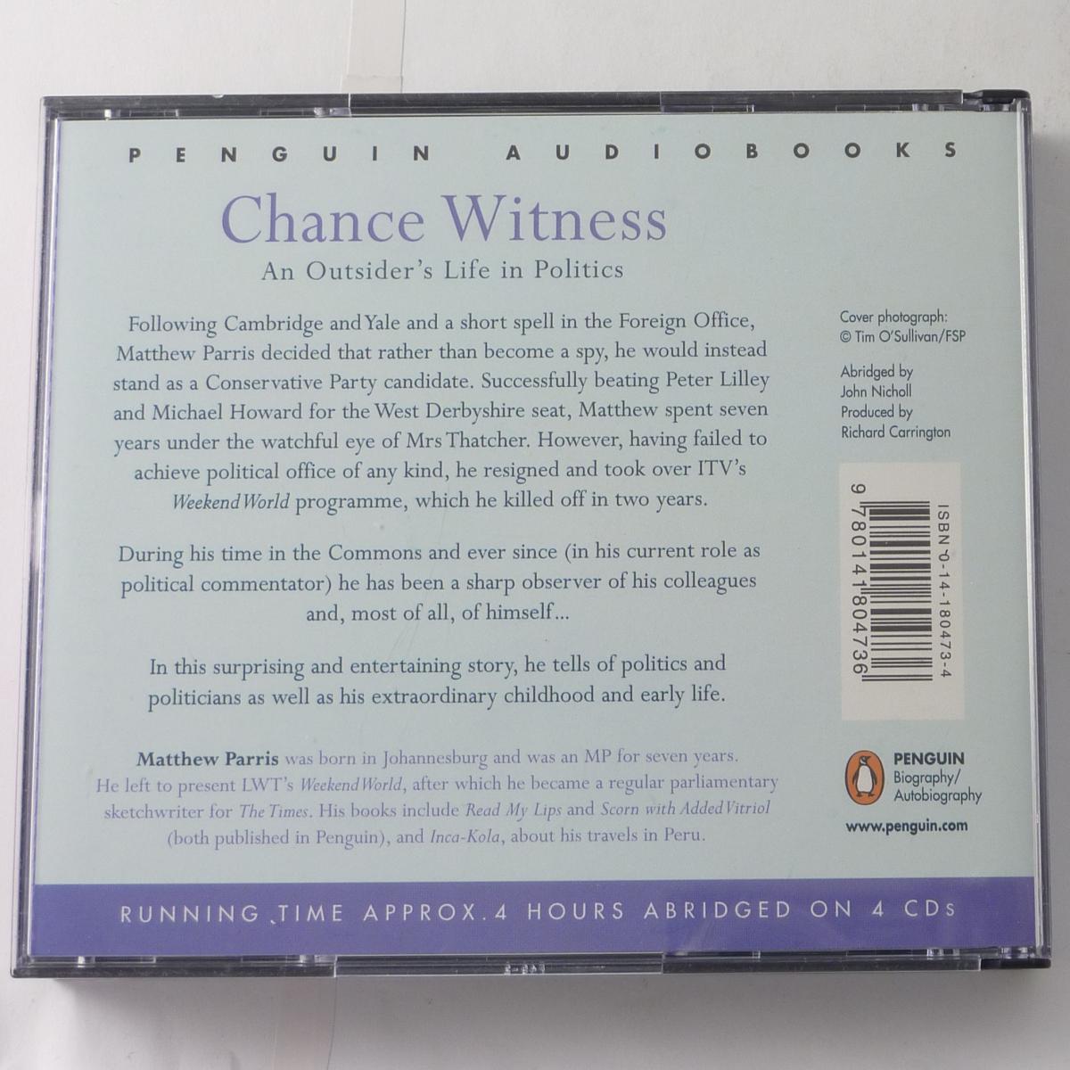 Matthew Parris Chance Witness An Outsiders Life CD Audiobook