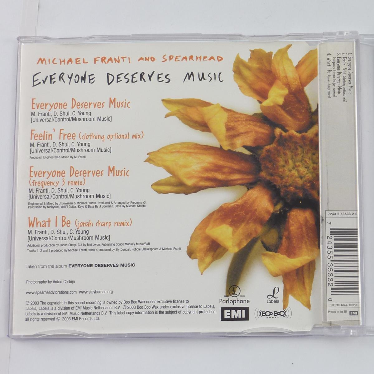 Michael Franti And Spearhead Everyone Deserves Music CD Single Limited Edition