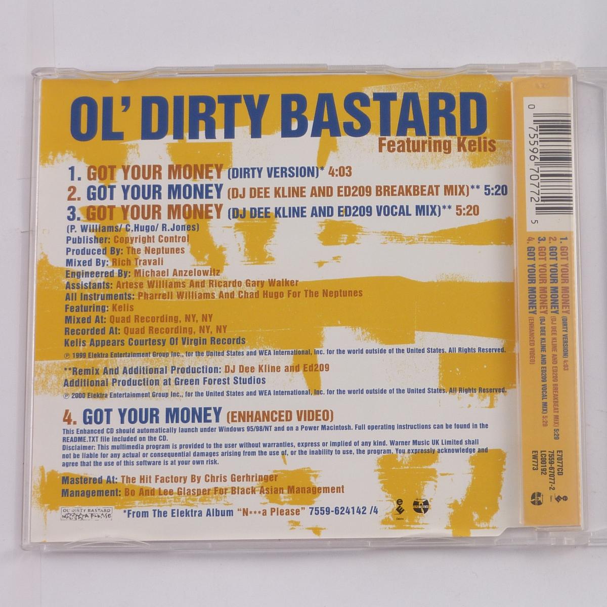 Ol' Dirty Bastard Featuring Kelis Got Your Money CD Single Enhanced