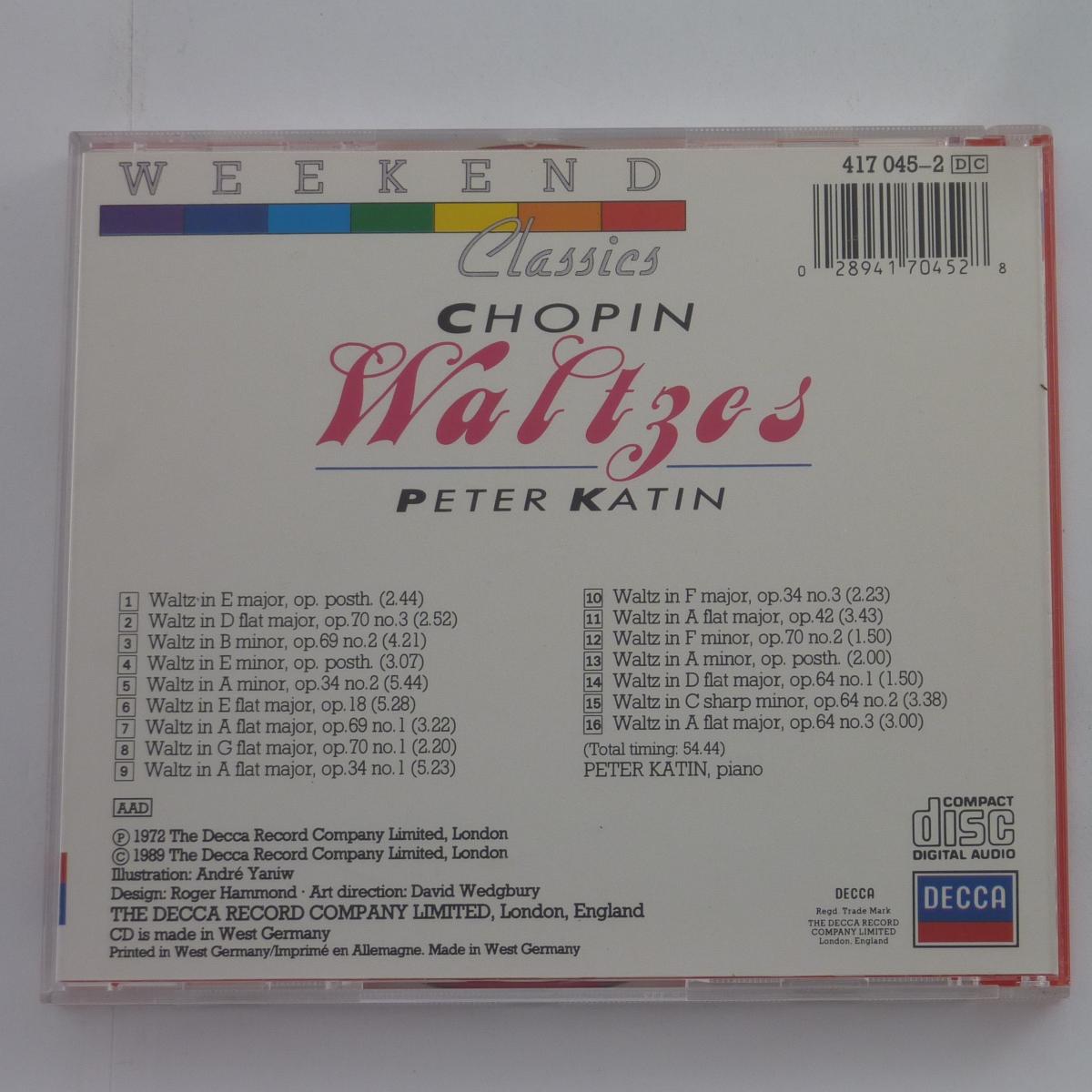 Peter Katin Chopin Waltzes CD Album Stereo