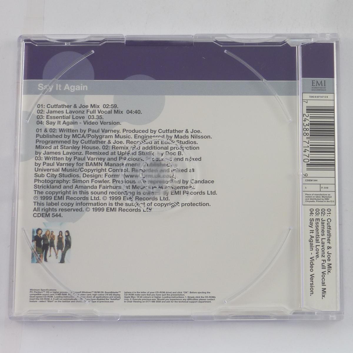 Precious Say It Again CD Single Enhanced