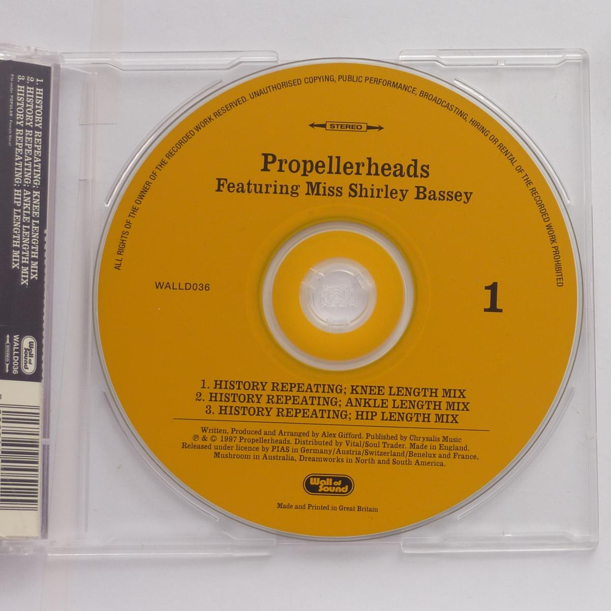 Propellerheads Featuring Miss Shirley Bassey History Repeating CD Single