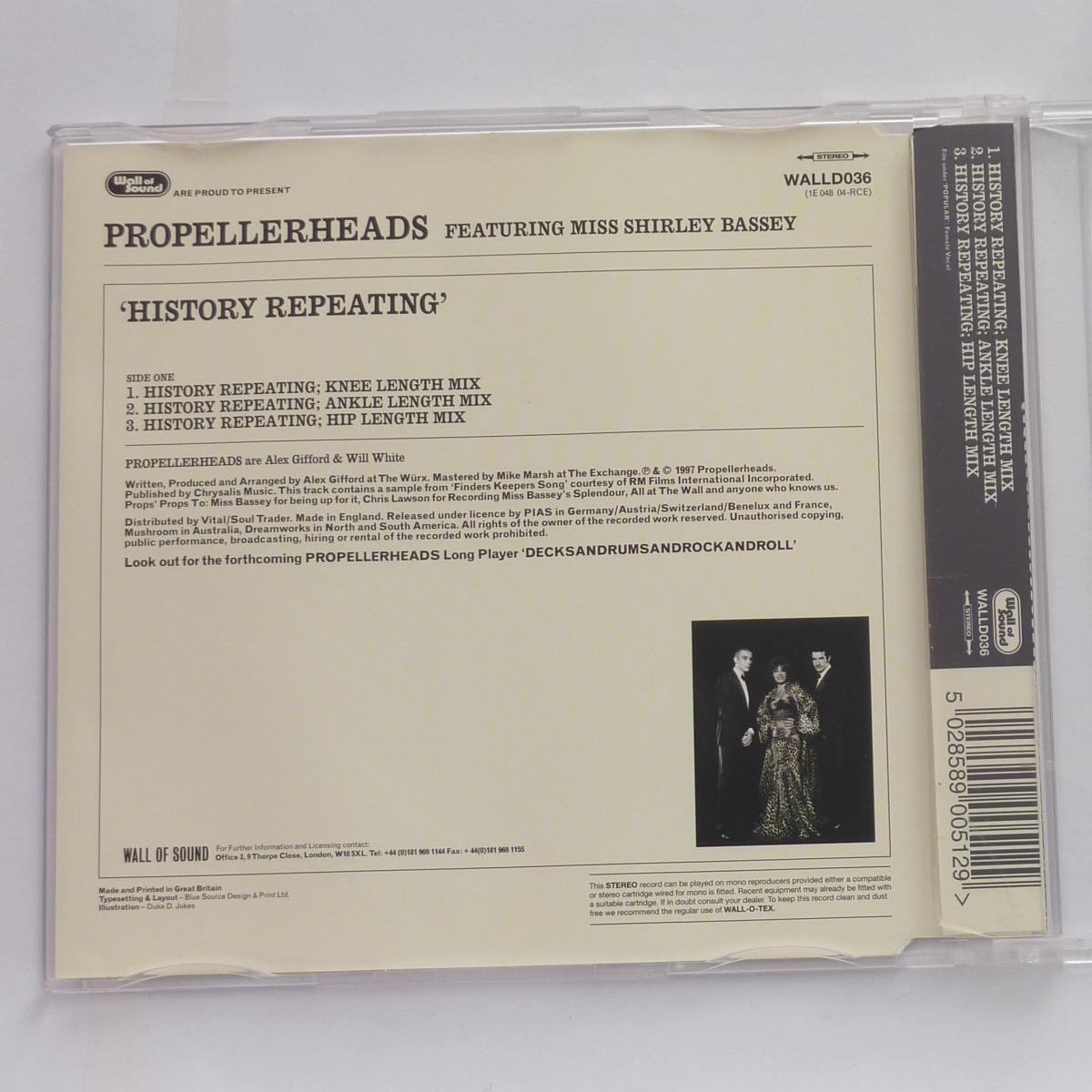 Propellerheads Featuring Miss Shirley Bassey History Repeating CD Single