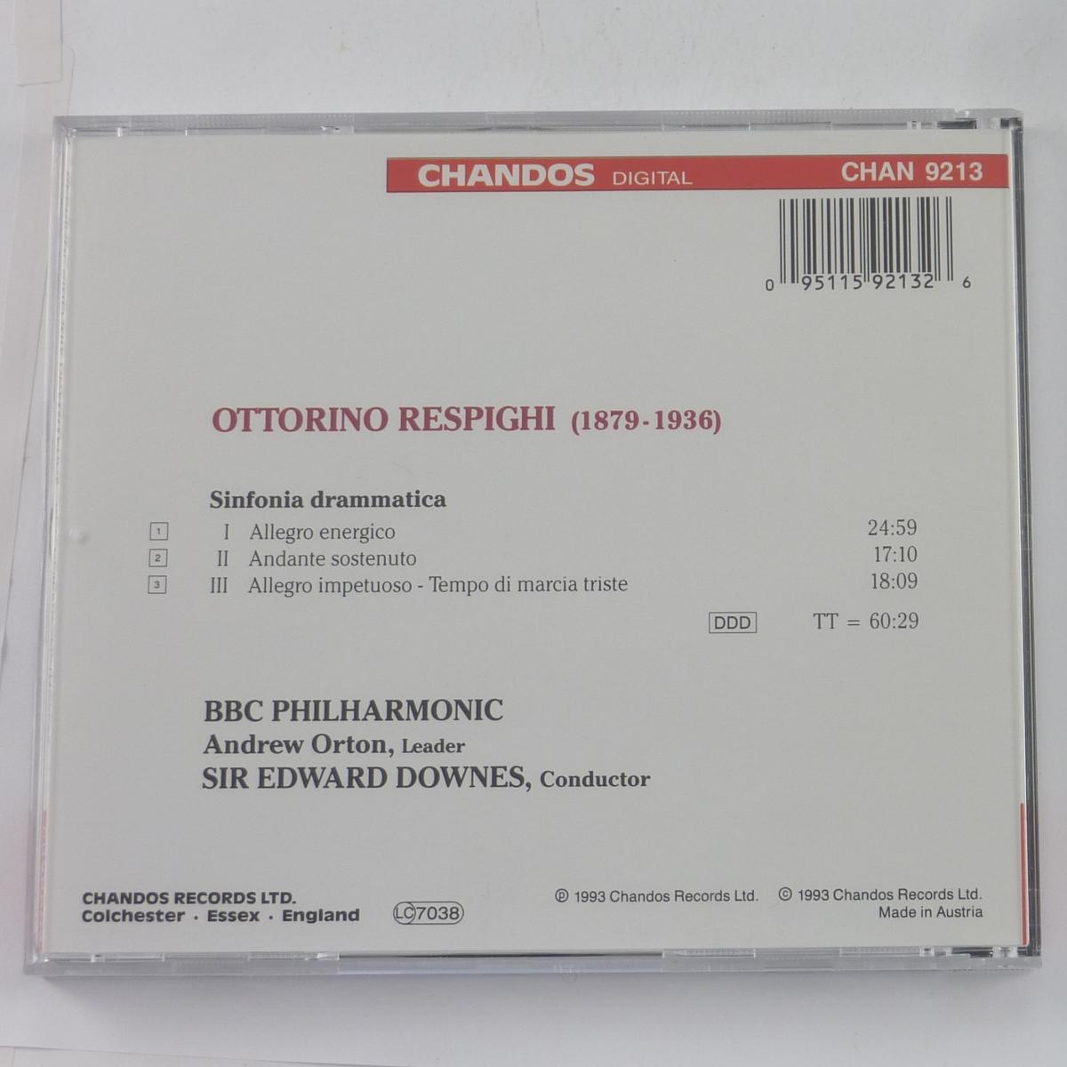 Respighi, Edward Downes, BBC Philharmonic Sinfonia Drammatica CD Album