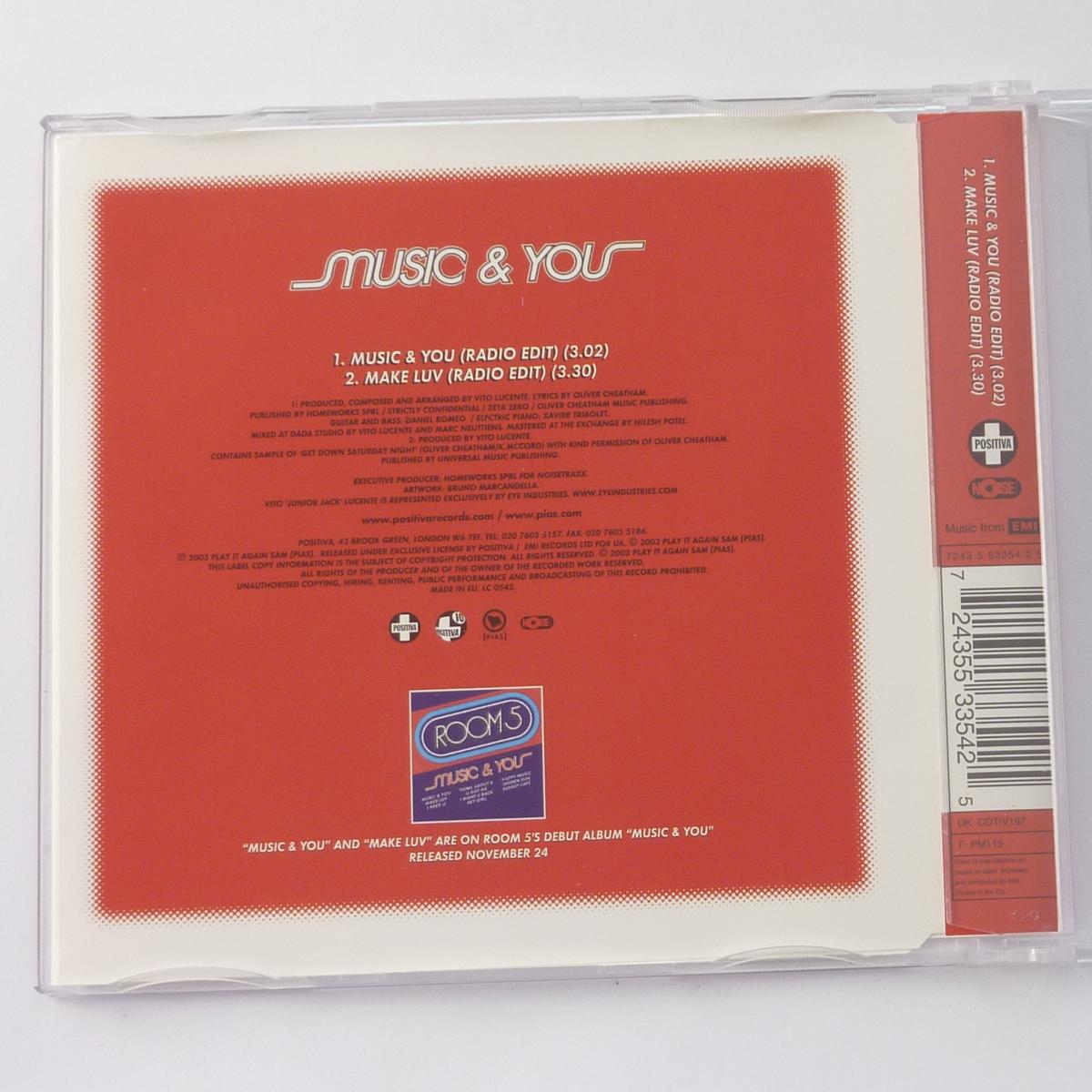 Room 5 Featuring Oliver Cheatham Music & You CD Single