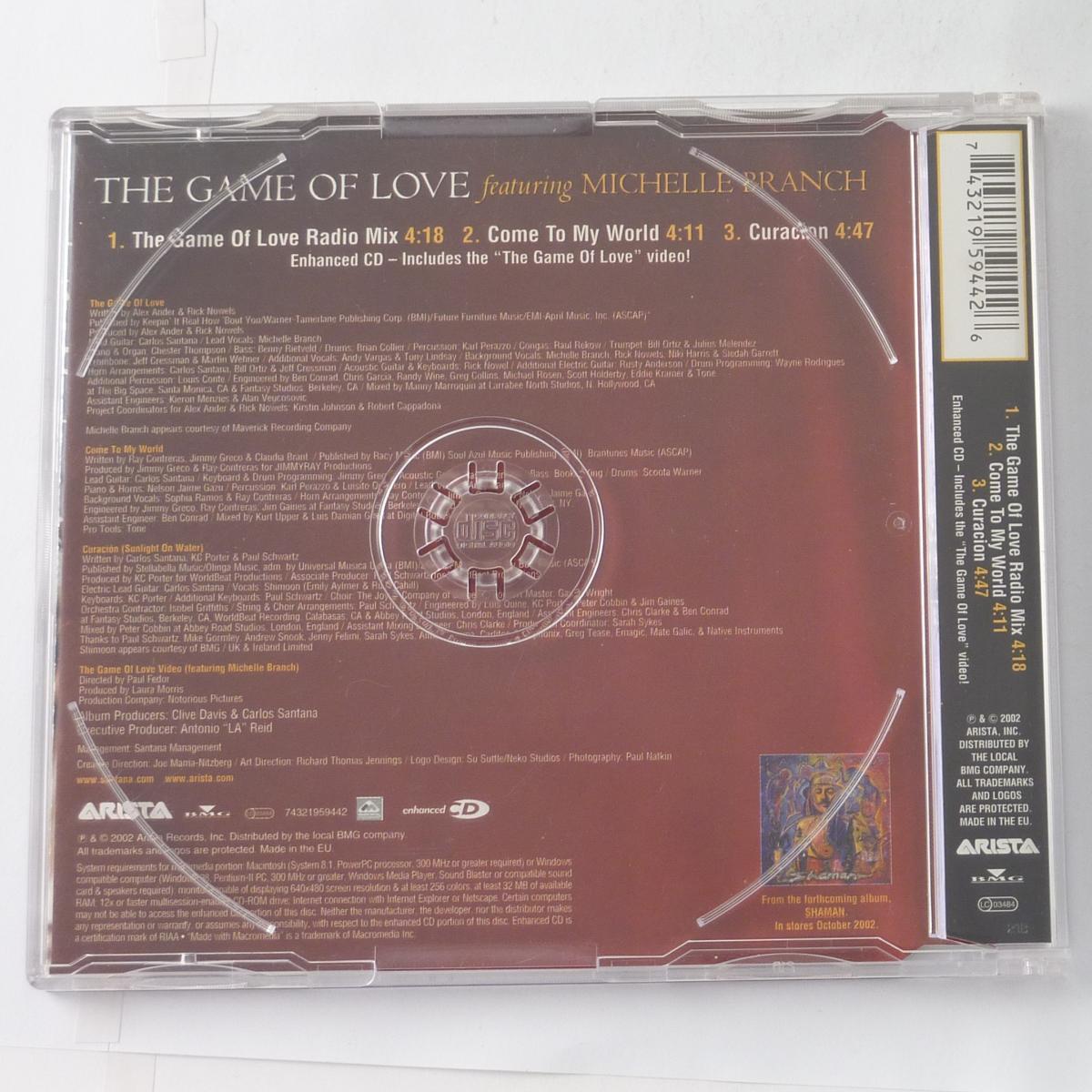 Santana Featuring Michelle Branch The Game Of Love CD Single Enhanced