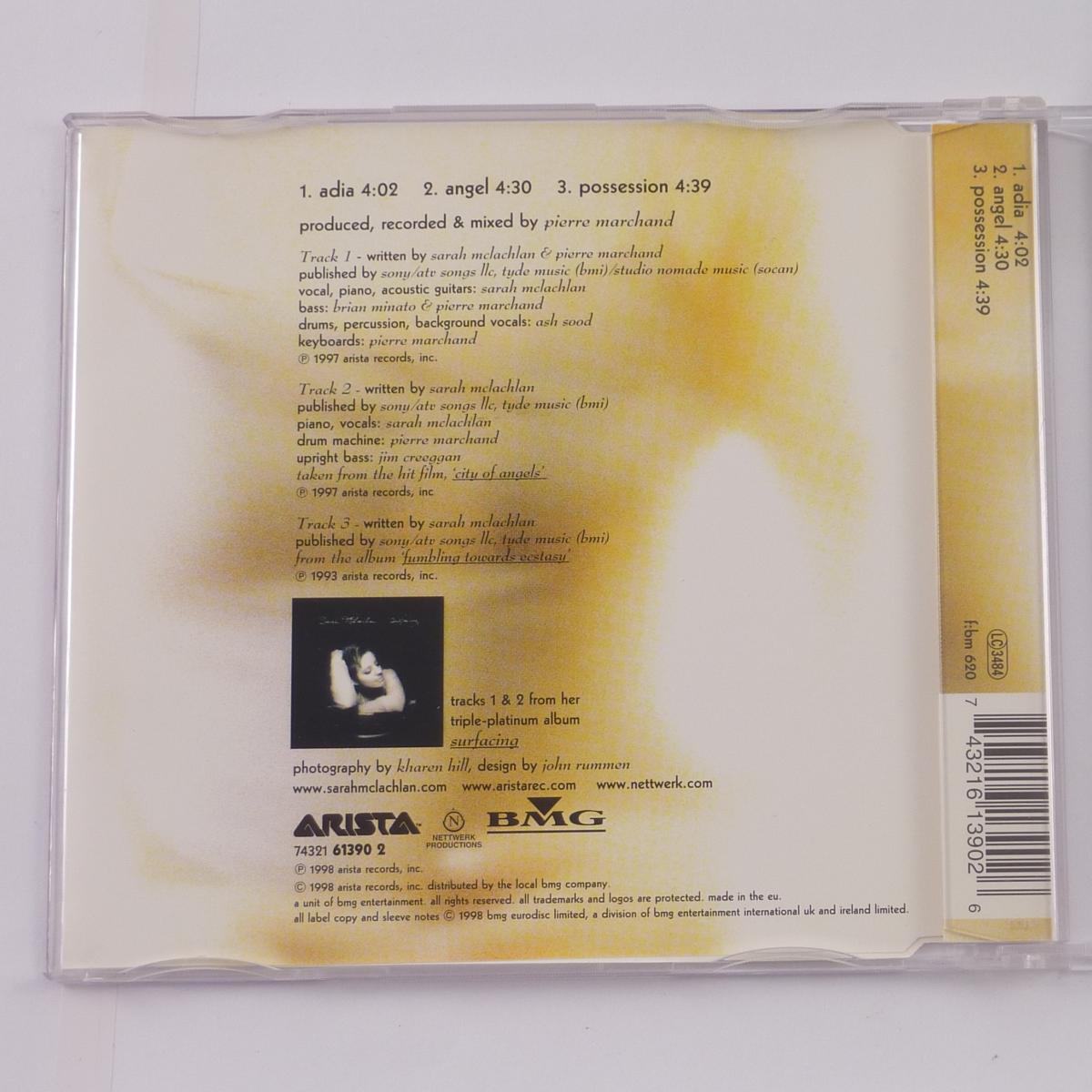 Sarah McLachlan Adia CD Single