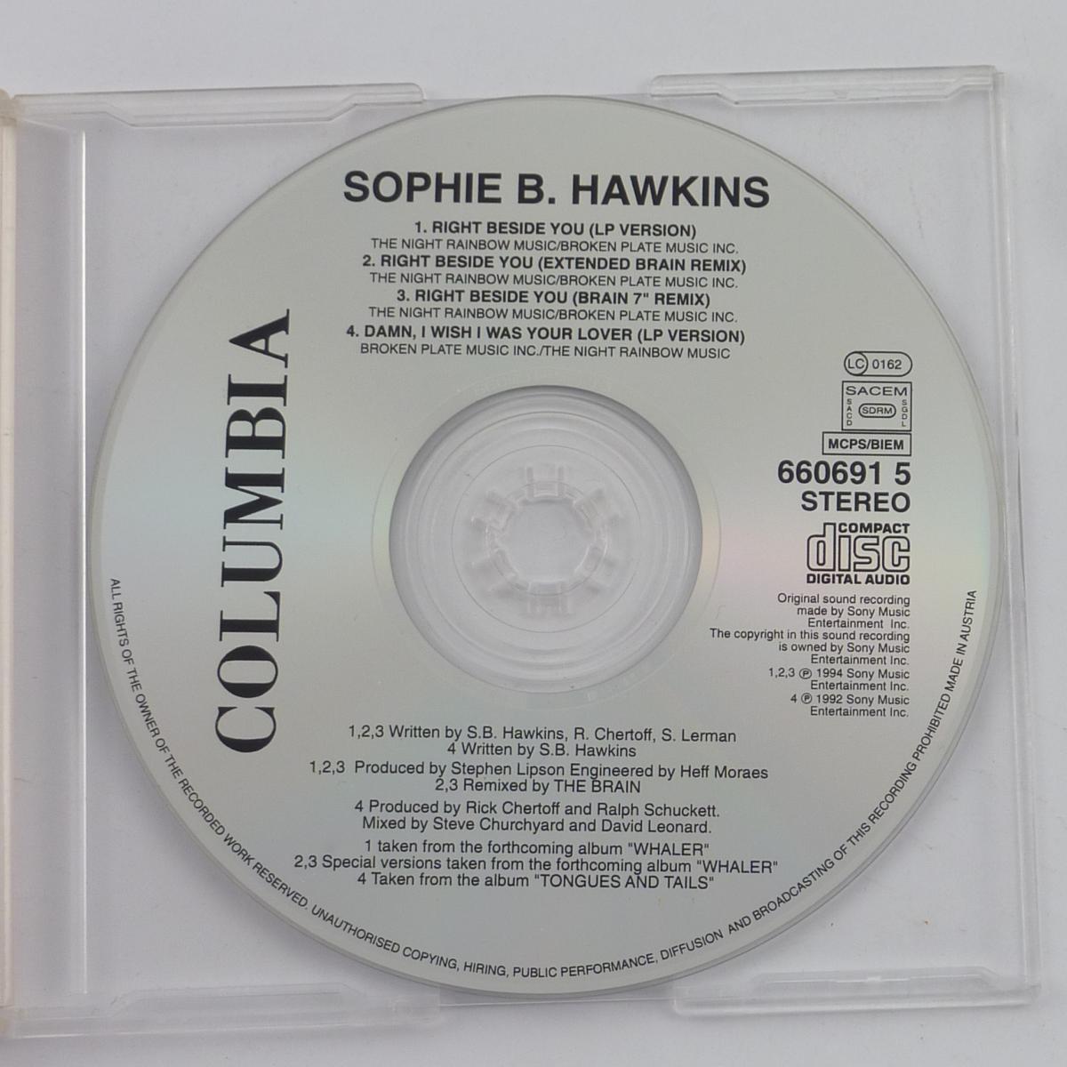 Sophie B. Hawkins Right Beside You CD Single