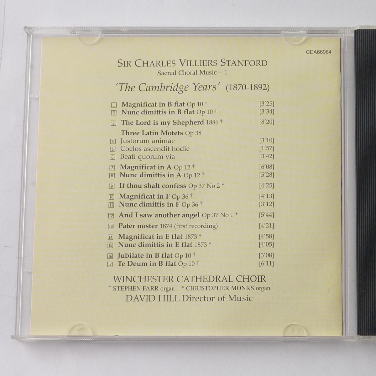 Stanford / Winchester Cathedral Choir, David Hill Sacred Choral Music, Volume 1 CD Album Compilation