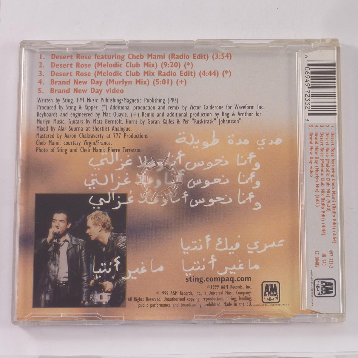 Sting Featuring Cheb Mami Desert Rose CD Single Enhanced