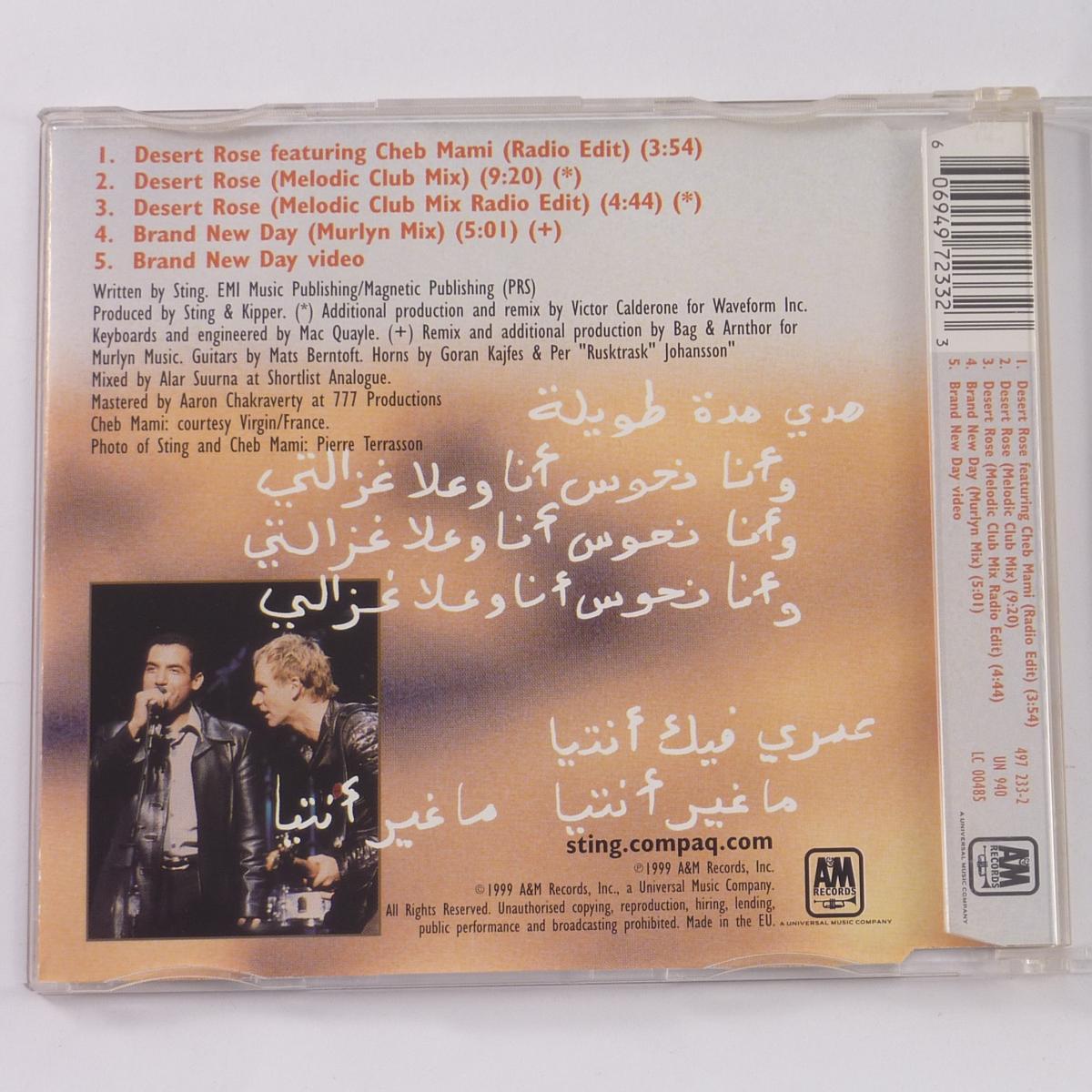 Sting Featuring Cheb Mami Desert Rose CD Single Enhanced