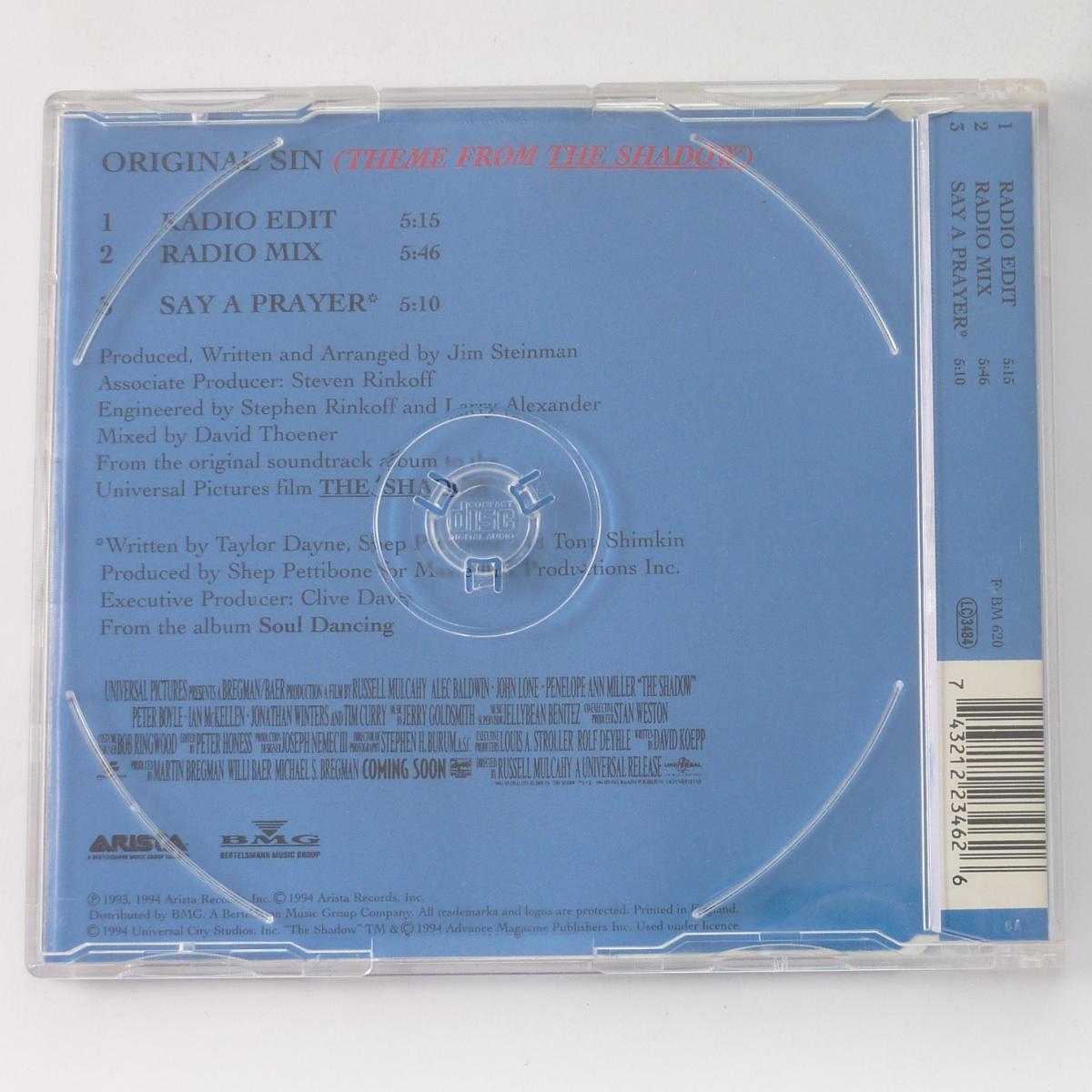 Taylor Dayne Original Sin (Theme From The Shadow) CD Single