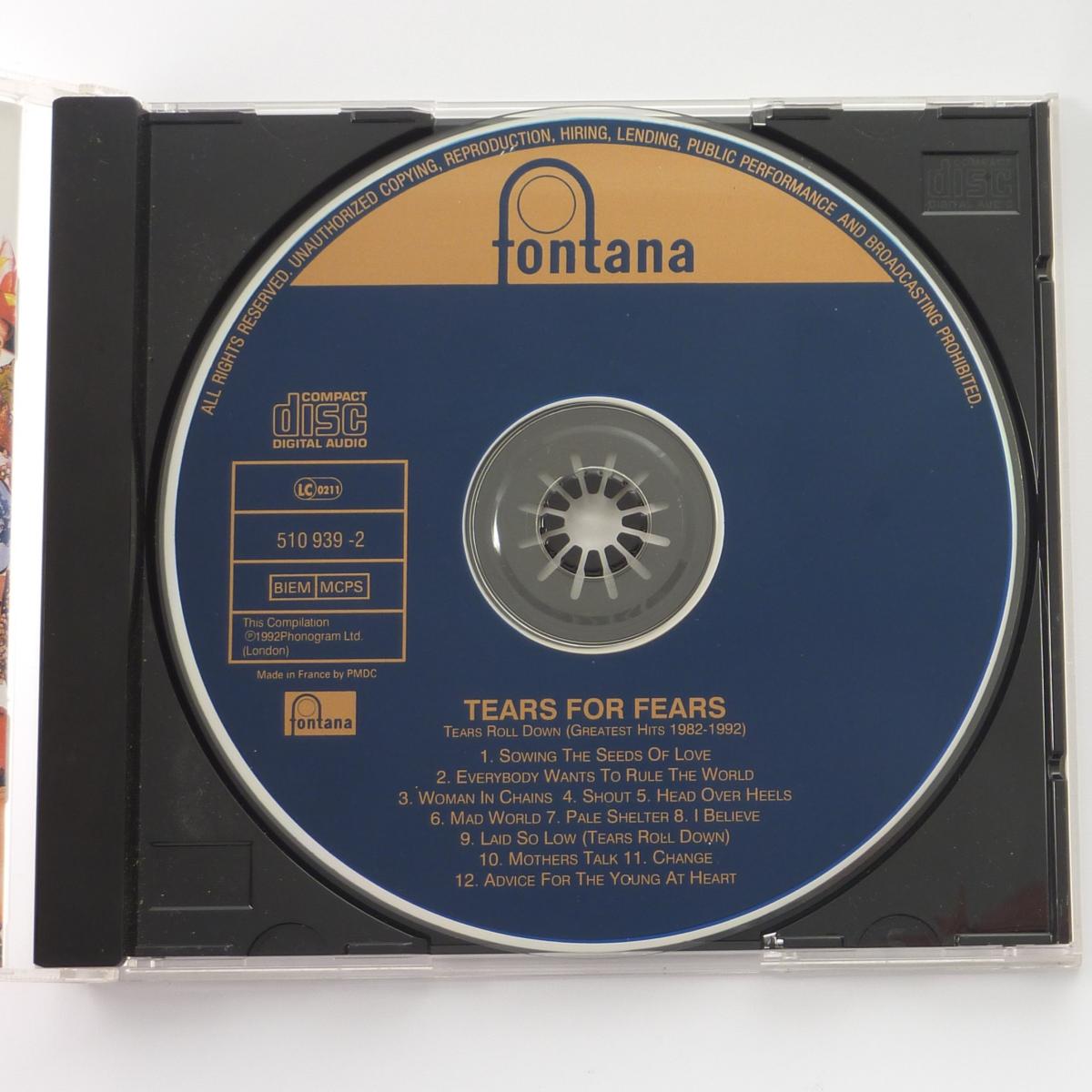 Tears For Fears Tears Roll Down (Greatest Hits 82-92) CD Compilation Repress