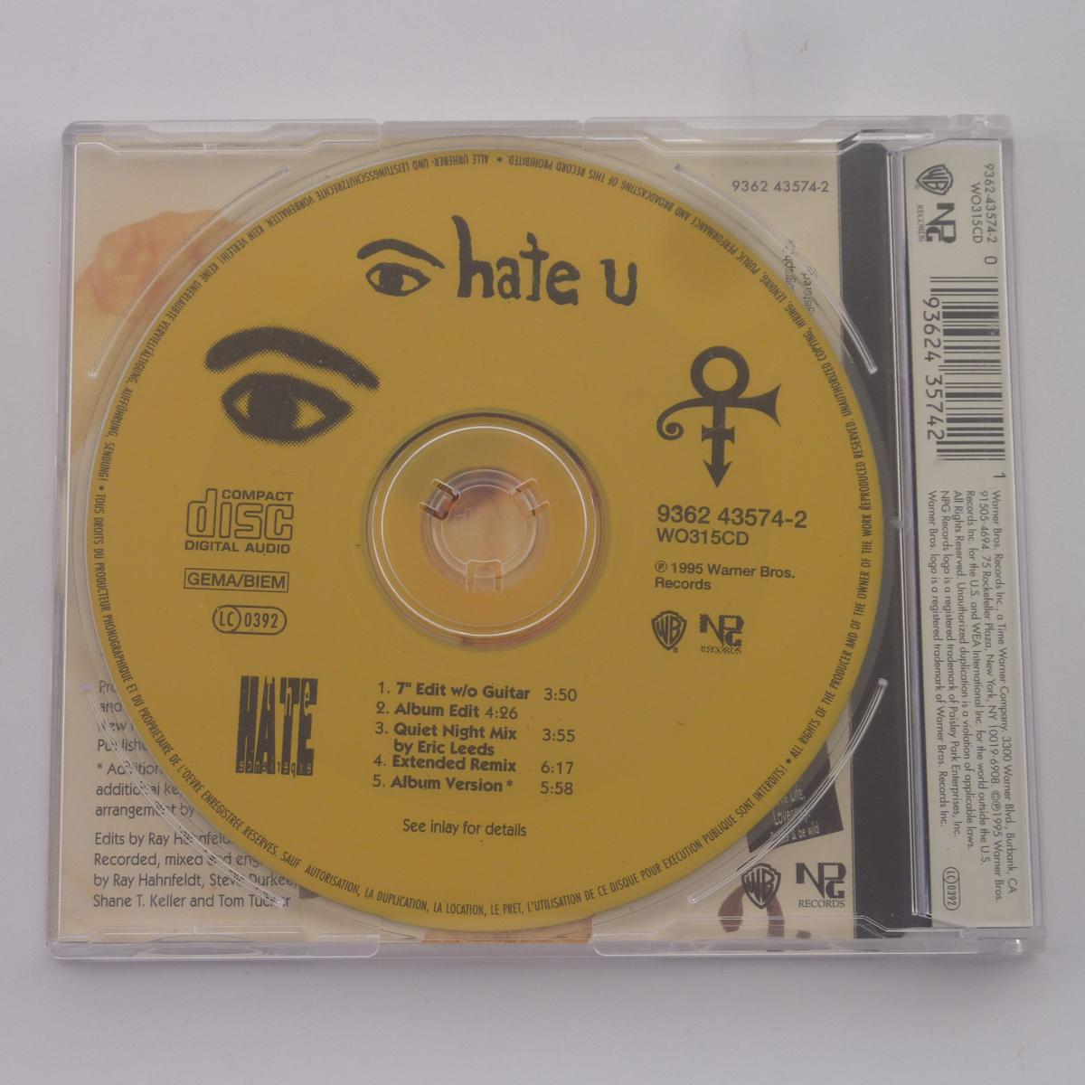 The Artist (Formerly Known As Prince) I Hate U CD Single